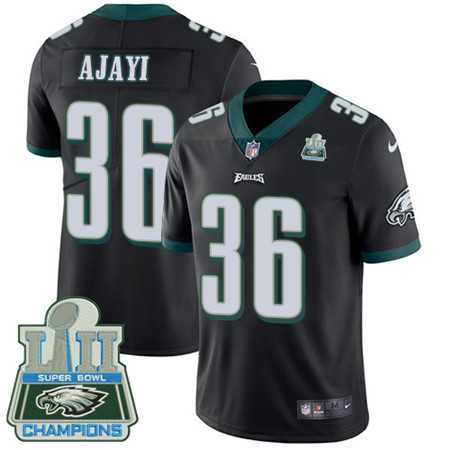 Men's Nike Eagles #36 Jay Ajayi Black Alternate Super Bowl LII Champions Stitched Vapor Untouchable Limited Jersey